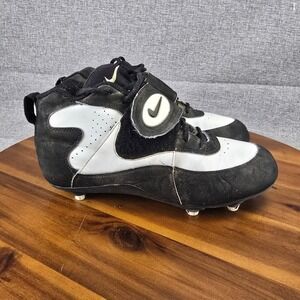 Nike Mens Football Cleats Black White Size 9.5 Mid Top Strap